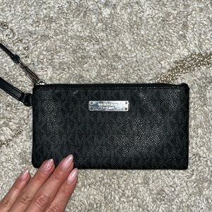 Michael Kors Black Leather Wristlet